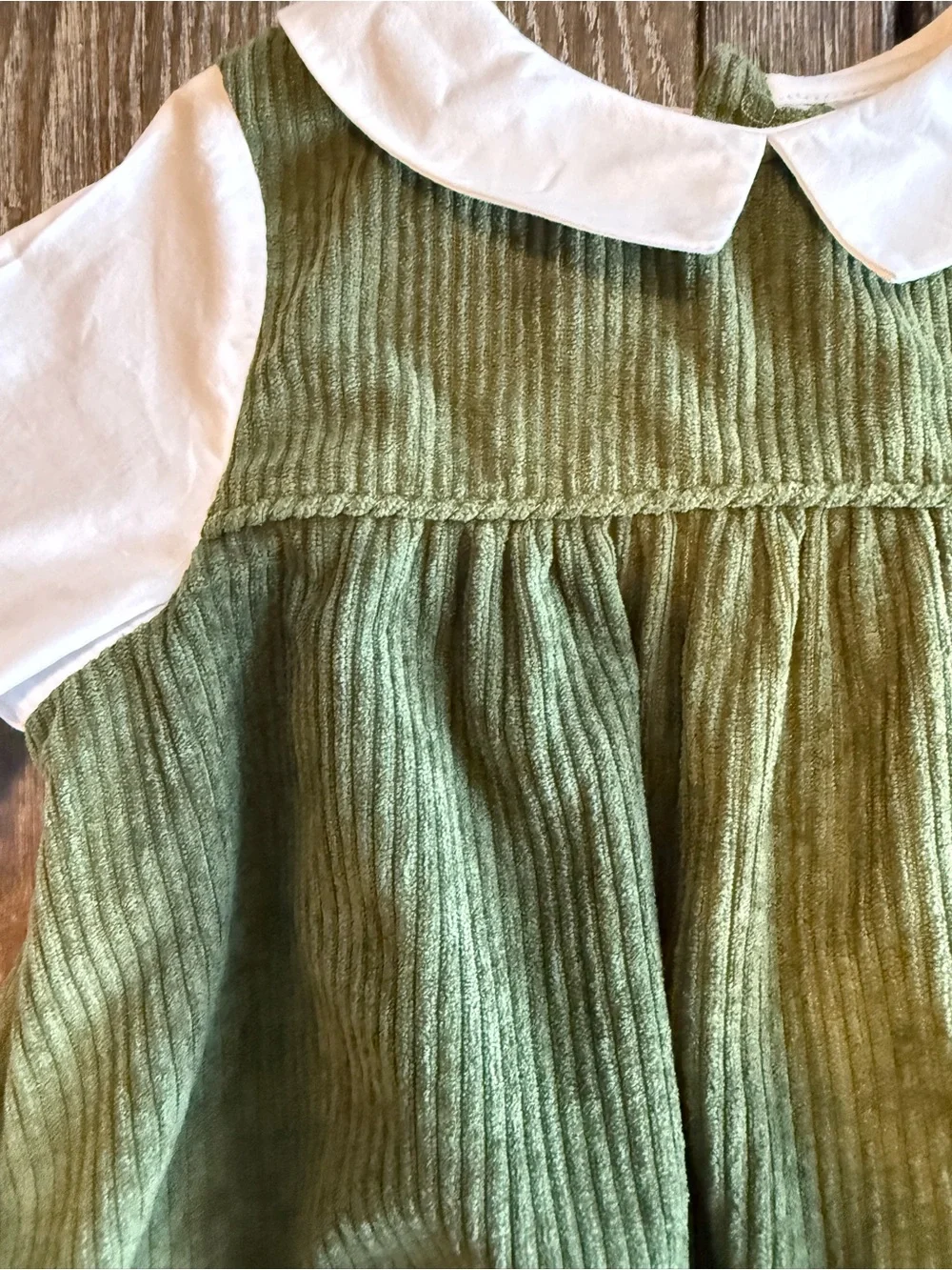 Edgehill Collection Green & White Corduroy Romper – 12 Months